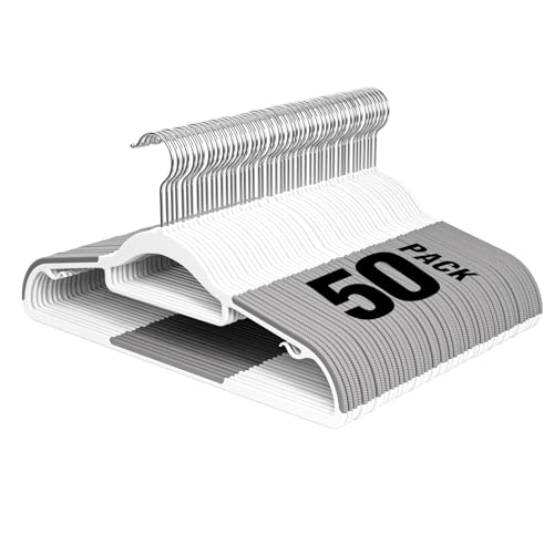 Plastic Hangers 50 Pack, 16.5" Non-Slip Clothes Ha... (50 Count | Plastic)