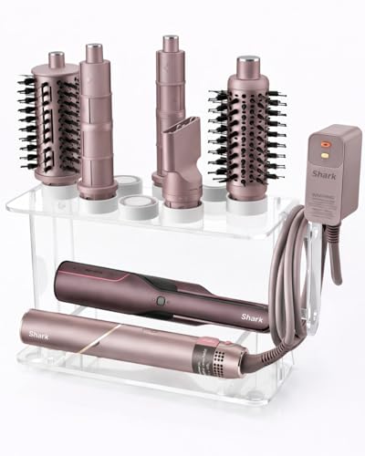 Hair Tool Holder for Dyson Airwrap, Acrylic Double-Layer Storage Holder, Hair Dryer Stand Wall Mounted or Desktop, Shark Hair Dryer Holder for Dyson & Shark Attachments, Transparent CHOCHOYAH