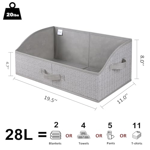 WUIKE Closet Organizers and Storage, Trapezoid Storage Bins, Fabric Closet Bins with Handles, Foldable Storage Baskets for Clothes, Purse, Blanket, Herringbone Gray, Extra Large, 3-Pack