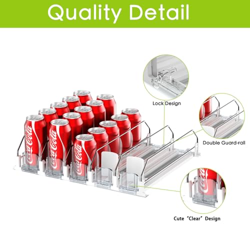IBORING Drink Organizer for Fridge,Holds up to 25 Cans | Self Pushing Fridge Drink Organizer,Automatic Drink Dispenser for Fridge,Idea for fridge organizers and storage