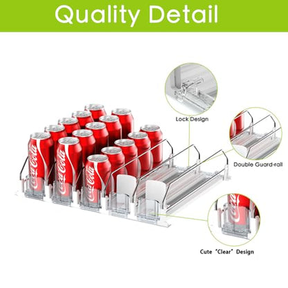 IBORING Drink Organizer for Fridge,Holds up to 25 Cans | Self Pushing Fridge Drink Organizer,Automatic Drink Dispenser for Fridge,Idea for fridge organizers and storage