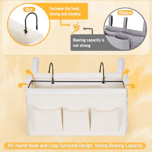 Bedside Caddy, Bedside Storage Bag Hanging Organizer for Bunk Bed | Bed Caddy with Fixed Straps and Water Bottle Holder for Home, College Dorm, Bunk Bed, Hospital Bed and Crib Bed Rails