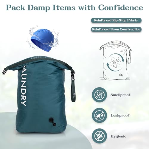 Travel Laundry Bag, Vacuum Compression Dirty Clothes Travel Bag | Waterproof Wet/Dry Space-Saving Laundry Storage Organizer, Smell Proof Storage Bag for Clothing, Swimming, Yoga, Gym, Camping
