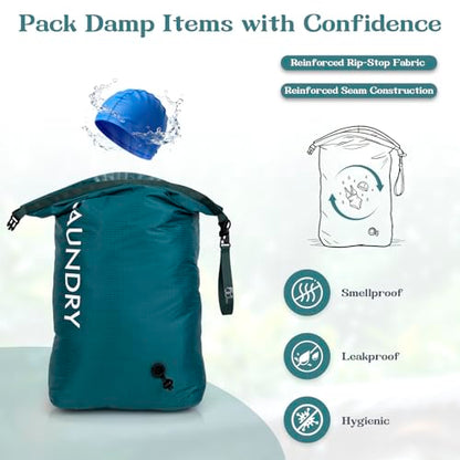 Travel Laundry Bag, Vacuum Compression Dirty Clothes Travel Bag | Waterproof Wet/Dry Space-Saving Laundry Storage Organizer, Smell Proof Storage Bag for Clothing, Swimming, Yoga, Gym, Camping