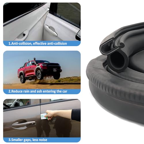 40Ft Car Door Seal Strip,U-Shaped Automotive Weather Stripping Rubber Seal Strip with Metal Clips,Universal Push-in Car Door Edge Guards Fits Car Boat RV Truck Home (40Ft)