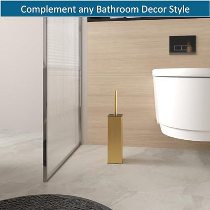 Toilet Brush and Hoder Set Brushed Gold Freestanding for Bathroom