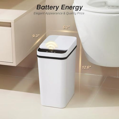 FRESHLIX Bathroom Garbage Can with Lid, 2.6 Gallon Diaper Trash Can, Automatic Trash Cans Touchless, Slim Waterproof Smart Commercial Trash Can for Bedroom, Bathroom, Office, Living Room, Toilet, RV