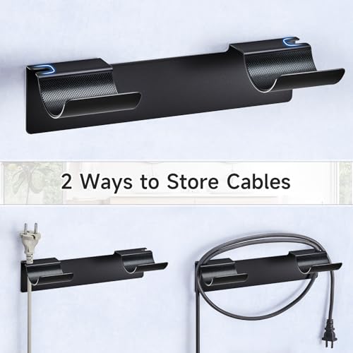 2 PCS Wall Mount Curling Iron Holder and Hair Tool Organizer with Adhesive, Multifunctional Hot Flat Iron and Hair Straightener Holder Storage Stand for Vanity, Cabinet and Wall, Black