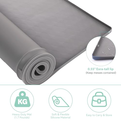 Garolue Washer and Dryer Top Protector Mat,23.6“ x 19.7" Silicone Rubber Mat for Laudry Machine & Dryer,Non Slip Heavy Duty Waterproof Washable Top Cover Pad for Home Kitchen Laundry Room