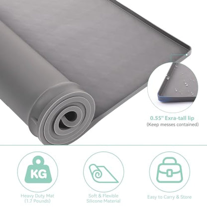 Garolue Washer and Dryer Top Protector Mat,23.6“ x 19.7" Silicone Rubber Mat for Laudry Machine & Dryer,Non Slip Heavy Duty Waterproof Washable Top Cover Pad for Home Kitchen Laundry Room