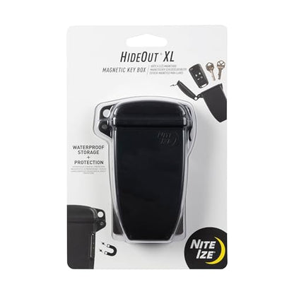 Nite Ize Hideout Magnetic Key Box - Waterproof Key Hider - Magnetic Key Holder & Box - Waterproof Key Storage for Spare Keys - Black, Extra Large