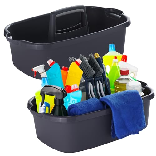2-Pack Large Gray Cleaning Caddy for Cleaning Supp... (2 Count | Gray | Plastic)