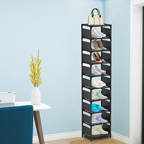 10-Tier Vertical Shoe Rack, Tall Narrow Shoe Shelf Space Saving Organizer for Entryway Door Small Space