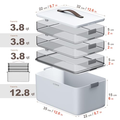 CTIME 4-Tier Medicine Organizer - Portable Medicine Cabinet with Handle | Multipurpose Medical Box, Pill Organizer, Empty First Aid Kit for Home Organization Must