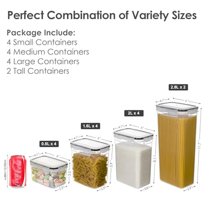 Airtight Food Storage Containers Set, 14 PCS Kitchen Storage Containers with Lids for Flour, Sugar and Cereal, Plastic Dry Food Canisters for Pantry Organization and Storage