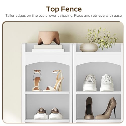 9-Tier Tall Shoe Rack, Wooden Shoe Storage Organizer, Narrow Shoe Cabinet with Removable Shelves for Small Spaces, Holds 9 Pairs of Shoes, for Entrance, Hallway, White SS02WT