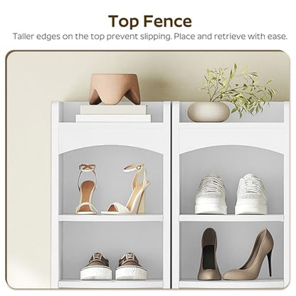 9-Tier Tall Shoe Rack, Wooden Shoe Storage Organizer, Narrow Shoe Cabinet with Removable Shelves for Small Spaces, Holds 9 Pairs of Shoes, for Entrance, Hallway, White SS02WT