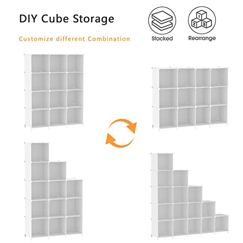 AWTATOS 12 Cube Storage Organizer, Closet Organizer Storage Shelves, White | Portable Closet Organizers, DIY Stackable Storage Cubes Shelves Bookshelf, Plastic Clothes Shelving for Home, Bedroom