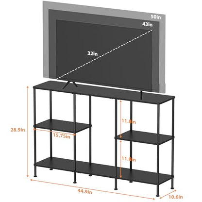 Tall TV Stands for Bedroom Living Room, Black TV Stand for 50 43 40 Inch TV | Tall Entertainment Center with Open Storage,3 Tier TV Stands TV Console Table for Bedroom, Media Cabinet with Shelves, Black