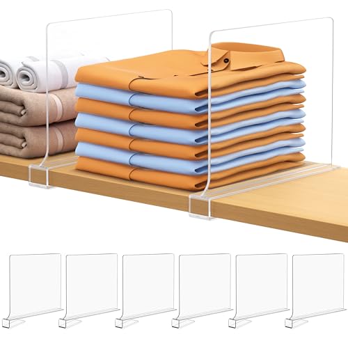 6 PCS Shelf Dividers for Closet Organization Acryl...