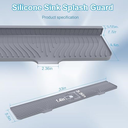 Derlights 33 inch Sink Splash Guard Mat, Silicone...