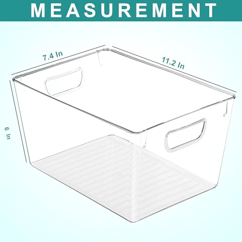 Utopia Kitchen Pantry Organizers and Storage Bins, 6 Pack, Large, Clear | Storage Bins for Pantry, Durable Freezer Organizer Bins With Handles for Organizing Fridge, Kitchen Organization