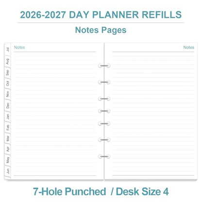 2026-2027 Planner Refills - One Page Per Day Daily ＆ Monthly Planner, July 2026-June 2027, 7-Hole Punched，Prioritized, To-Do List, Notes, Appointment Schedule, Desk Size 4, 5.8" x 8.3"