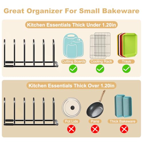Cutting Board Organizer Storage, Baking Sheet Rack under Cabinet | Heavy Duty Cookie Sheet Organizer, Metal Cutting Board Holder, Space-saving Plate Holder for Cabinet, Tray Divider for Drawer