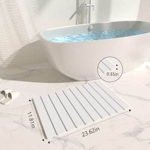 Foldable Stone Bath Mat 60x39cm | Quick-Dry Diatomaceous Earth Bath Rug with PVC Anti-Slip Base | Bathroom, Kitchen, Pet-Friendly Water Absorbent Mat