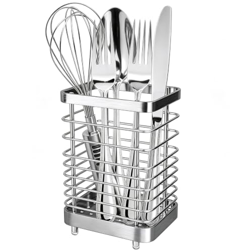 Utensil Holder, Stainless Steel Utensil Drying Rac... (Large, Silver | Stainless Steel)