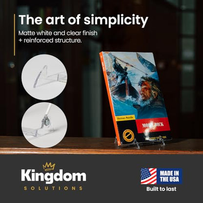 KINGDOM SOLUTIONS MADE IN USA 4-Pack Adjustable Acrylic Easels - Plate Stand - Sturdy Book Stand for Art, Pictures, Plates, Frames - Unique on the Market