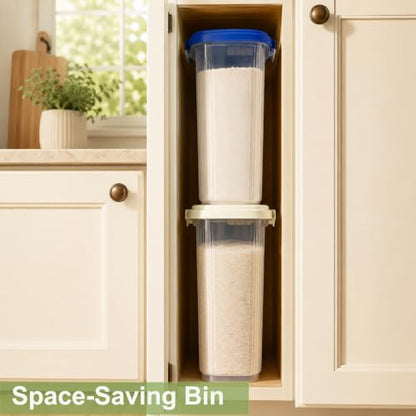 Large Rice Storage Container 15-20 Lbs, Tall Flour Container Dry Food Bin