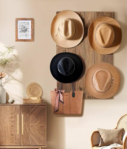 Cowboy Hat Holder, (4 Pack) Cowboy Hat Rack for Wall Mount, Metal Hat Organizer Storage Cowboy Hats Hanger Hooks for Fedora, Sun Hats, Wide Brim