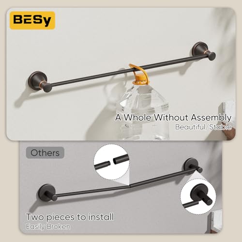Towel Racks for Bathroom Wall Mounted Bath Towel Bar Oil Rubbed Bronze | Adjustable 16-26 In, Wall Mounted Towel Holder, Stainless Steel, Rustproof, Towel Bar Rod Hanger Hardware Accessories Hotel