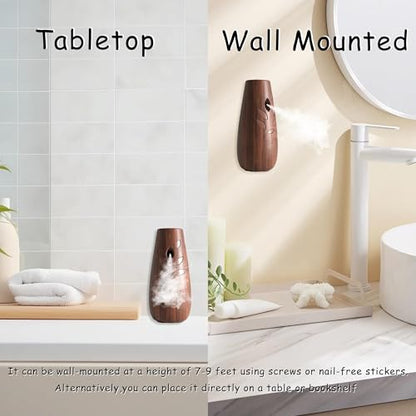 Automatic Spray Dispenser,(2-Pack) Adjustable Air Freshener Dispenser, Wall Mounted or Standing Aerosol Sprayer for Living Room Bathroom Bedroom Hotel Office Commercial Place (Dark Wood)