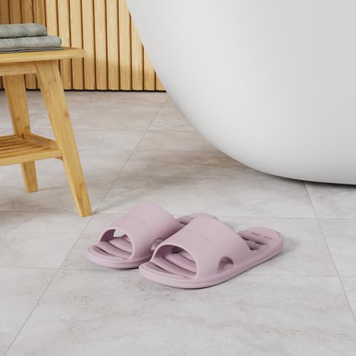 Women's Shower Slipper, Quick Drying Non-Slip Slippers, Bathroom House & Pool Sandals, In-Door Slipper for Gym, Soft Sole, Beige, Size S, M, L, XL