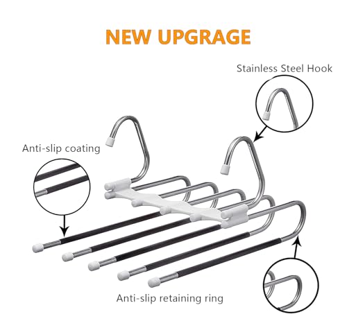 Kalimdor Pants Hangers 2 Pack Space Saving Metal Closet Organizer,Clothes Pants Hangers,Anti-Slip Design,Closet Organizers and Storage for Pants Jeans Skirts Scarf Legging
