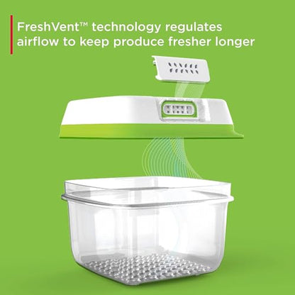 Rubbermaid FreshWorks Produce Saver, Medium and Large Storage Containers, With Lids, 8-Piece Set