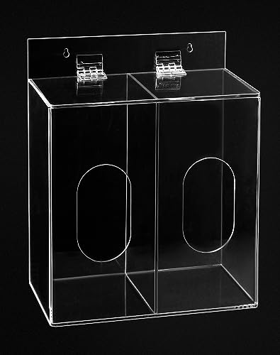 QWORK Clear Acrylic Mask and Glove Organizer – Dual Compartment Dispenser for Office & Home Use