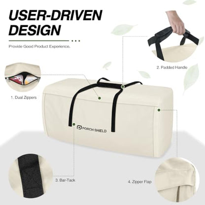 Porch Shield Outdoor Cushion Storage Bag 62 inch Waterproof Outside Storage Bags for Patio Furniture with Zippers and Handles