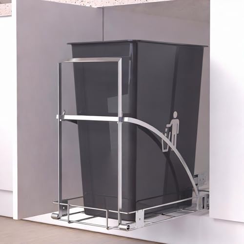 Pull Out Trash Can Under Cabinet with Soft-Close &... (black | Plastic)