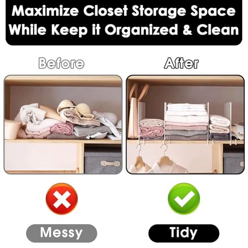 Shelf Dividers, 8 Pack Closet Organizers and Storage, Metal Closet Dividers Shelf Organizer for Wood Shelves, Linen Closet Organization Separators for Purse Handbag Sweater Clothes Wardrobe Cabinet