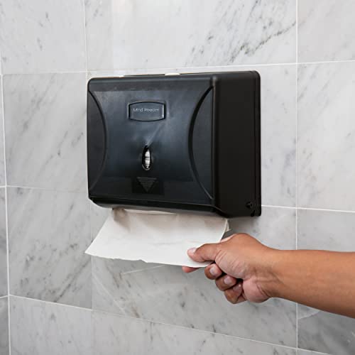 Mind Reader Paper Towel Dispenser, Tri-Fold Towel Holder, Restroom, Wall Mount, Bathroom, Black