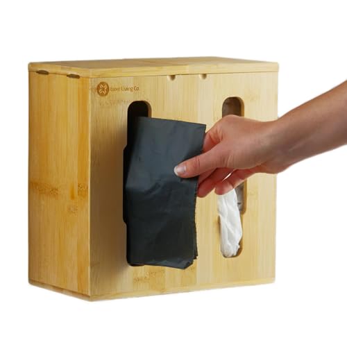 2-in-1 Bamboo Plastic Bag Holder and Trash Dispenser – Large Capacity Storage for Kitchen Cabinet, Under Sink Storage, Pantry Organizers, Laundry Room Organization, Kitchen Must Haves 2025