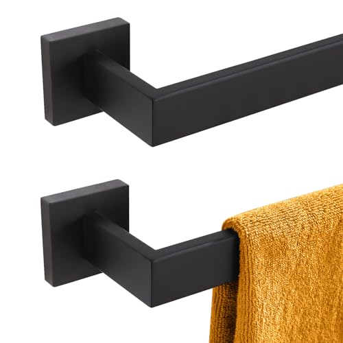 KOKOSIRI 20-Inch Single Towel Bar, Bathroom Kitchen Towel Holder, Wall Mounted SUS304 Stainless Steel Towel Rack 2 Pack, Matte Black, B4003BK-L20-P2