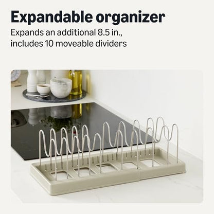 Amazon Basics Cookware and Bakeware Organizer, Stainless Steel, Expandable from 12.2 in. - 20.7 in., Includes 10 Dividers