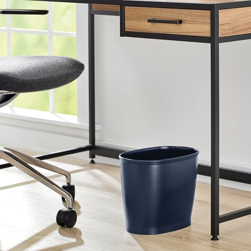 iDesign Slim Plastic Bathroom Trash Can, Navy Blue | Small, For Bedroom, Office, Desk, Dorm