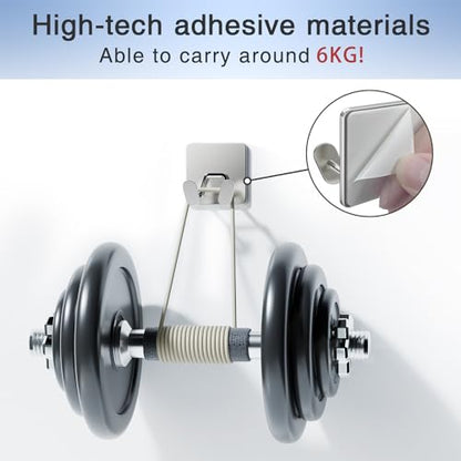 Adhesive Shower Hooks for Inside - Extra Sticky Razor Holder, Silver 4 Pack