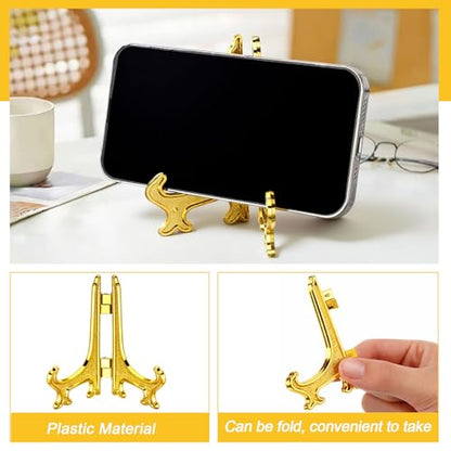 48 Pcs Mini Easel Stands 3 Inch Plastic Plate Stan... (Gold | Plastic)