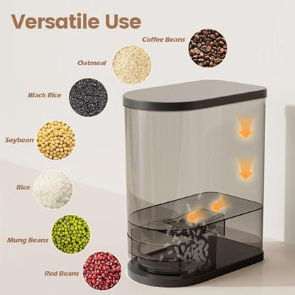 Large Rice Dispenser 22-25Lbs, Cereal Dispenser Rice Container Food Storage Container with Measuring Cup, Cereal Containers Storage Kitchen Storage Household Moisture Proof Holder, Black